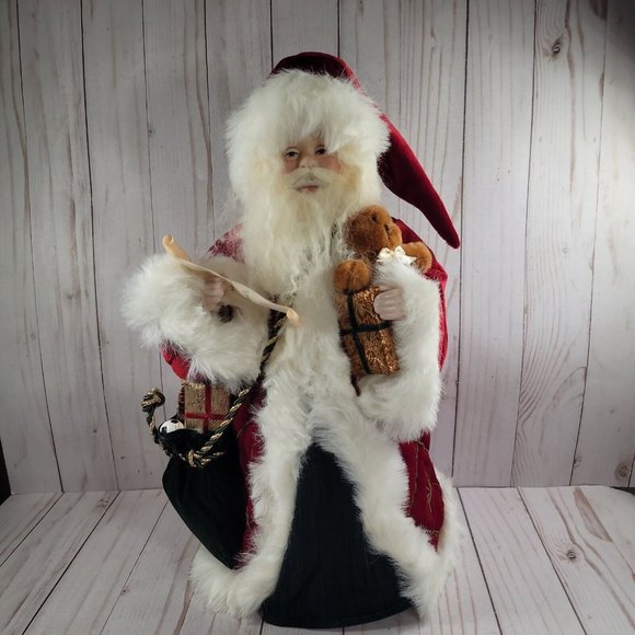 Traditions 16" Cloth and Porcelain Santa Centerpiece Holiday Decor - Picture 5 of 9